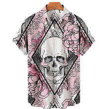 Charger l&#39;image dans la galerie, Men&#39;s Hawaiian Shirt Loose Top 5xl 3d Skull Print Shirts For Men 2022 Fashion Shirt Men Women Tee Breathable Summer Short Sleeve