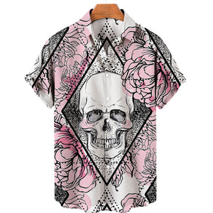 Men&#39;s Hawaiian Shirt Loose Top 5xl 3d Skull Print Shirts For Men 2022 Fashion Shirt Men Women Tee Breathable Summer Short Sleeve