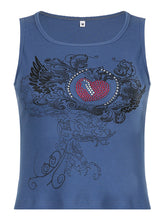 Load image into Gallery viewer, Rapcopter y2k Printed Crop Top Knitted Diamonds Kawaii Grunge Tank Tops Fairycore Sleeveless Sweats Cute Mini Vest Women Retro