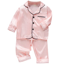 Charger l&#39;image dans la galerie, LJW Children&#39;s pajamas set Baby suit Kids Clothes Toddler Boys Girls Ice silk satin Tops Pants Set home Wear Kids pajamas