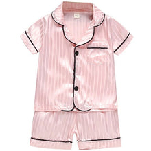 Charger l&#39;image dans la galerie, LJW Children&#39;s pajamas set Baby suit Kids Clothes Toddler Boys Girls Ice silk satin Tops Pants Set home Wear Kids pajamas