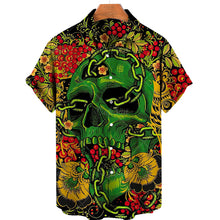 Charger l&#39;image dans la galerie, Men&#39;s Hawaiian Shirt Loose Top 5xl 3d Skull Print Shirts For Men 2022 Fashion Shirt Men Women Tee Breathable Summer Short Sleeve