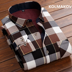 2022 winter Men&#39;s fashion smart casual striped long Sleeve Shirts,autumn men thicken Shirt Slim Fit Shirt Male full size M-4XL