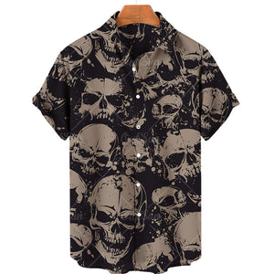 Men&#39;s Hawaiian Shirt Loose Top 5xl 3d Skull Print Shirts For Men 2022 Fashion Shirt Men Women Tee Breathable Summer Short Sleeve