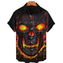 Charger l&#39;image dans la galerie, Men&#39;s Hawaiian Shirt Loose Top 5xl 3d Skull Print Shirts For Men 2022 Fashion Shirt Men Women Tee Breathable Summer Short Sleeve