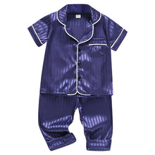 Charger l&#39;image dans la galerie, LJW Children&#39;s pajamas set Baby suit Kids Clothes Toddler Boys Girls Ice silk satin Tops Pants Set home Wear Kids pajamas