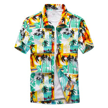 Load image into Gallery viewer, 26 Colors Summer Fashion Mens Hawaiian Shirts Short Sleeve Button Coconut Tree Print Casual Beach Aloha Shirt Plus Size 5XL