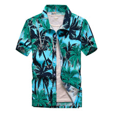 Load image into Gallery viewer, 26 Colors Summer Fashion Mens Hawaiian Shirts Short Sleeve Button Coconut Tree Print Casual Beach Aloha Shirt Plus Size 5XL