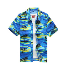 Load image into Gallery viewer, 26 Colors Summer Fashion Mens Hawaiian Shirts Short Sleeve Button Coconut Tree Print Casual Beach Aloha Shirt Plus Size 5XL