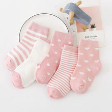 Load image into Gallery viewer, 5Pairs Baby Socks Newborn Baby Boy Socks 0-1-3-7Y Kids Pure Cotton Animal Design Fadeless Soft Children&#39;s Socks for Girls