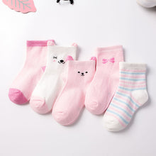 Load image into Gallery viewer, 5Pairs Baby Socks Newborn Baby Boy Socks 0-1-3-7Y Kids Pure Cotton Animal Design Fadeless Soft Children&#39;s Socks for Girls