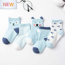 Load image into Gallery viewer, 5Pairs Baby Socks Newborn Baby Boy Socks 0-1-3-7Y Kids Pure Cotton Animal Design Fadeless Soft Children&#39;s Socks for Girls