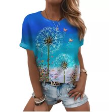 Charger l&#39;image dans la galerie, 3D Sunflower Women&#39;s floral print T-shirts, round neck T-shirts and Floral print, women&#39;s T-shirts