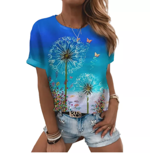 3D Sunflower Women&#39;s floral print T-shirts, round neck T-shirts and Floral print, women&#39;s T-shirts