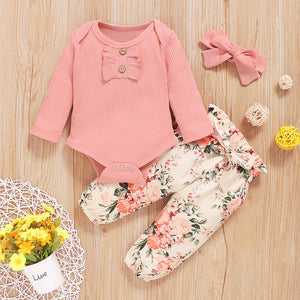 0-24M Newborn Infant Baby Girls Ruffle T-Shirt Romper Tops Leggings Pant Outfits Clothes Set Long Sleeve Fall Winter Clothing