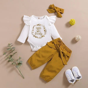 0-24M Newborn Infant Baby Girls Ruffle T-Shirt Romper Tops Leggings Pant Outfits Clothes Set Long Sleeve Fall Winter Clothing