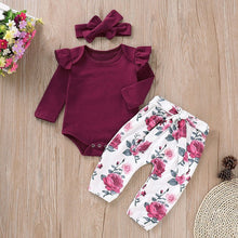 Charger l&#39;image dans la galerie, 0-24M Newborn Infant Baby Girls Ruffle T-Shirt Romper Tops Leggings Pant Outfits Clothes Set Long Sleeve Fall Winter Clothing