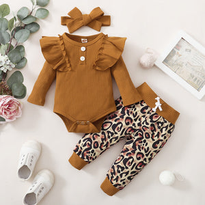 0-24M Newborn Infant Baby Girls Ruffle T-Shirt Romper Tops Leggings Pant Outfits Clothes Set Long Sleeve Fall Winter Clothing