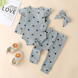 0-24M Newborn Infant Baby Girls Ruffle T-Shirt Romper Tops Leggings Pant Outfits Clothes Set Long Sleeve Fall Winter Clothing