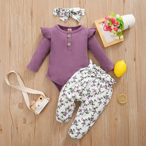 0-24M Newborn Infant Baby Girls Ruffle T-Shirt Romper Tops Leggings Pant Outfits Clothes Set Long Sleeve Fall Winter Clothing