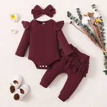 Charger l&#39;image dans la galerie, 0-24M Newborn Infant Baby Girls Ruffle T-Shirt Romper Tops Leggings Pant Outfits Clothes Set Long Sleeve Fall Winter Clothing