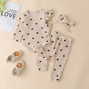 0-24M Newborn Infant Baby Girls Ruffle T-Shirt Romper Tops Leggings Pant Outfits Clothes Set Long Sleeve Fall Winter Clothing