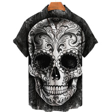 Charger l&#39;image dans la galerie, Men&#39;s Hawaiian Shirt Loose Top 5xl 3d Skull Print Shirts For Men 2022 Fashion Shirt Men Women Tee Breathable Summer Short Sleeve