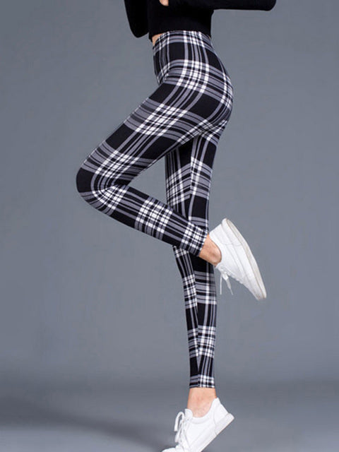 Workout Jogging For Women Leggings Push Up Trousers Grid Printed Fashion High Waist Pants Athleisure Sexy Leggings