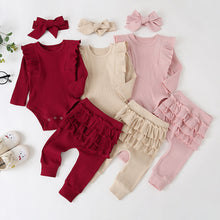 Charger l&#39;image dans la galerie, 0-24M Newborn Infant Baby Girls Ruffle T-Shirt Romper Tops Leggings Pant Outfits Clothes Set Long Sleeve Fall Winter Clothing