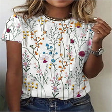 Charger l&#39;image dans la galerie, 3D Sunflower Women&#39;s floral print T-shirts, round neck T-shirts and Floral print, women&#39;s T-shirts