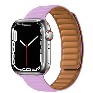 Leather Link For Apple watch band 44mm 40mm 41mm 45mm 42mm 38mm original Magnetic Loop bracelet iWatch series 3 5 4 SE 6 7 strap