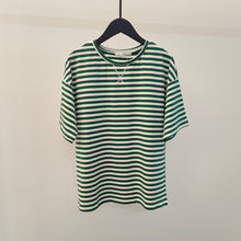 Load image into Gallery viewer, WOTWOY Summer Short Sleeve Striped T-Shirts Women Knitted Basic Casual Tops Female Cozy Loose Cotton Tees 2022 Harajuku Shirt