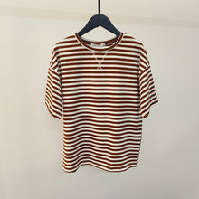 Load image into Gallery viewer, WOTWOY Summer Short Sleeve Striped T-Shirts Women Knitted Basic Casual Tops Female Cozy Loose Cotton Tees 2022 Harajuku Shirt