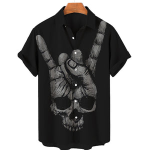 Men&#39;s Hawaiian Shirt Loose Top 5xl 3d Skull Print Shirts For Men 2022 Fashion Shirt Men Women Tee Breathable Summer Short Sleeve