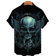 Charger l&#39;image dans la galerie, Men&#39;s Hawaiian Shirt Loose Top 5xl 3d Skull Print Shirts For Men 2022 Fashion Shirt Men Women Tee Breathable Summer Short Sleeve