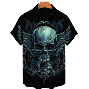 Men&#39;s Hawaiian Shirt Loose Top 5xl 3d Skull Print Shirts For Men 2022 Fashion Shirt Men Women Tee Breathable Summer Short Sleeve