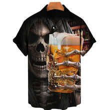 Charger l&#39;image dans la galerie, Men&#39;s Hawaiian Shirt Loose Top 5xl 3d Skull Print Shirts For Men 2022 Fashion Shirt Men Women Tee Breathable Summer Short Sleeve