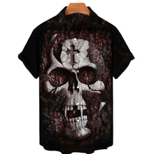 Charger l&#39;image dans la galerie, Men&#39;s Hawaiian Shirt Loose Top 5xl 3d Skull Print Shirts For Men 2022 Fashion Shirt Men Women Tee Breathable Summer Short Sleeve