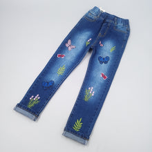 Charger l&#39;image dans la galerie, 4-15T Girls Jeans For Teenage Kids Pants Children Denim Trousers Blue Stretch Embroidery Flowers Teen Clothes Spring Clothing