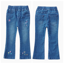 Charger l&#39;image dans la galerie, 4-15T Girls Jeans For Teenage Kids Pants Children Denim Trousers Blue Stretch Embroidery Flowers Teen Clothes Spring Clothing