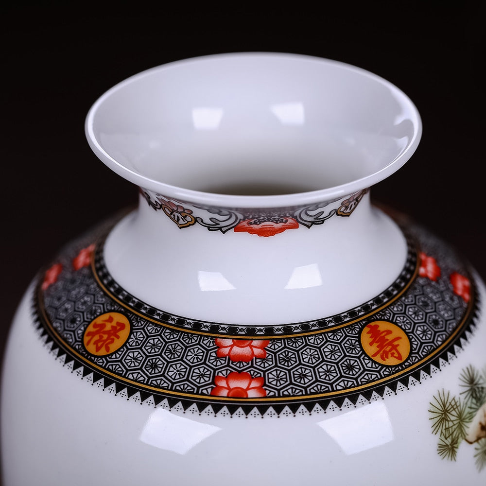 Ceramic Vase Vintage Chinese Style Animal Vase Fine Smooth Surface Home Decoration Furnishing Articles