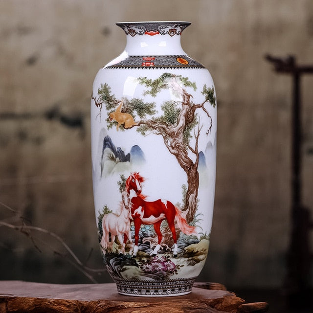 Ceramic Vase Vintage Chinese Style Animal Vase Fine Smooth Surface Home Decoration Furnishing Articles
