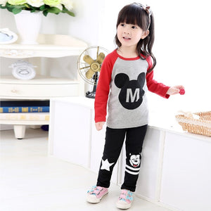 Girls Clothes Sets Spring autumn  Costume kids Clothing suit Two pieces Minnie Long Sleeve dress toddler Children clothing