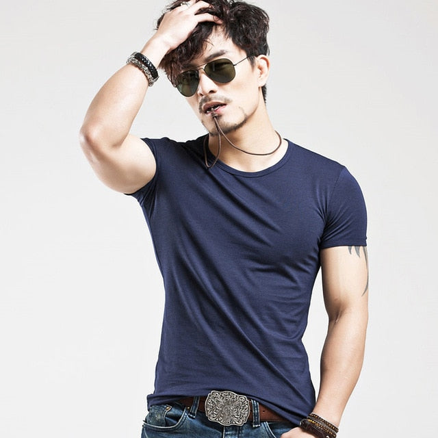 V Neck Shirts Men ajstarboutique Clothing 10 colors V neck Men's T Shirt Men Fashion Tshirts Fitness Casual For Male T-shirt S-5XL Free Shipping online shopping