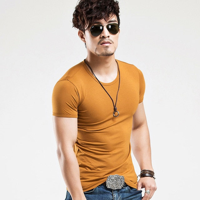 V Neck Shirts Men ajstarboutique Clothing 10 colors V neck Men's T Shirt Men Fashion Tshirts Fitness Casual For Male T-shirt S-5XL Free Shipping online shopping