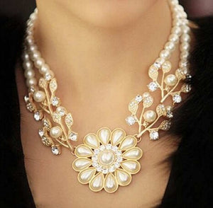 simulated pearl pendant gold choker Necklace statement jewelry for women