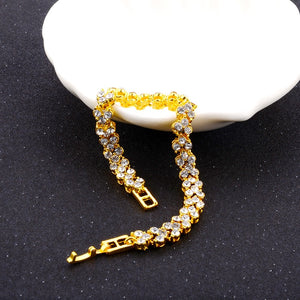 Exquisite Luxury Roman Crystal Bracelet For Women Wedding Gift Korean Rose Gold Silver Chain Bracelets Bangles Jewelry