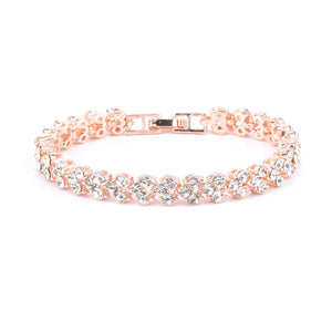 Exquisite Luxury Roman Crystal Bracelet For Women Wedding Gift Korean Rose Gold Silver Chain Bracelets Bangles Jewelry