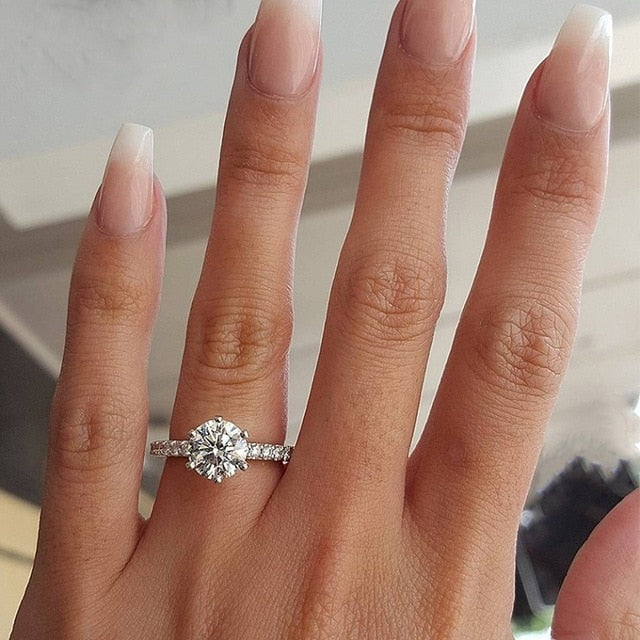Crystal  Engagement Claws Design Hot Sale Rings For Women AAA White Zircon Cubic elegant rings Female Wedding jewerly