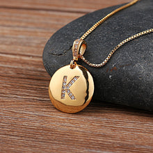 Load image into Gallery viewer, Top Quality Women Girls Initial Letter Necklace Gold 26 Letters Charm Necklaces Pendants Copper CZ Jewelry Personalized Necklace